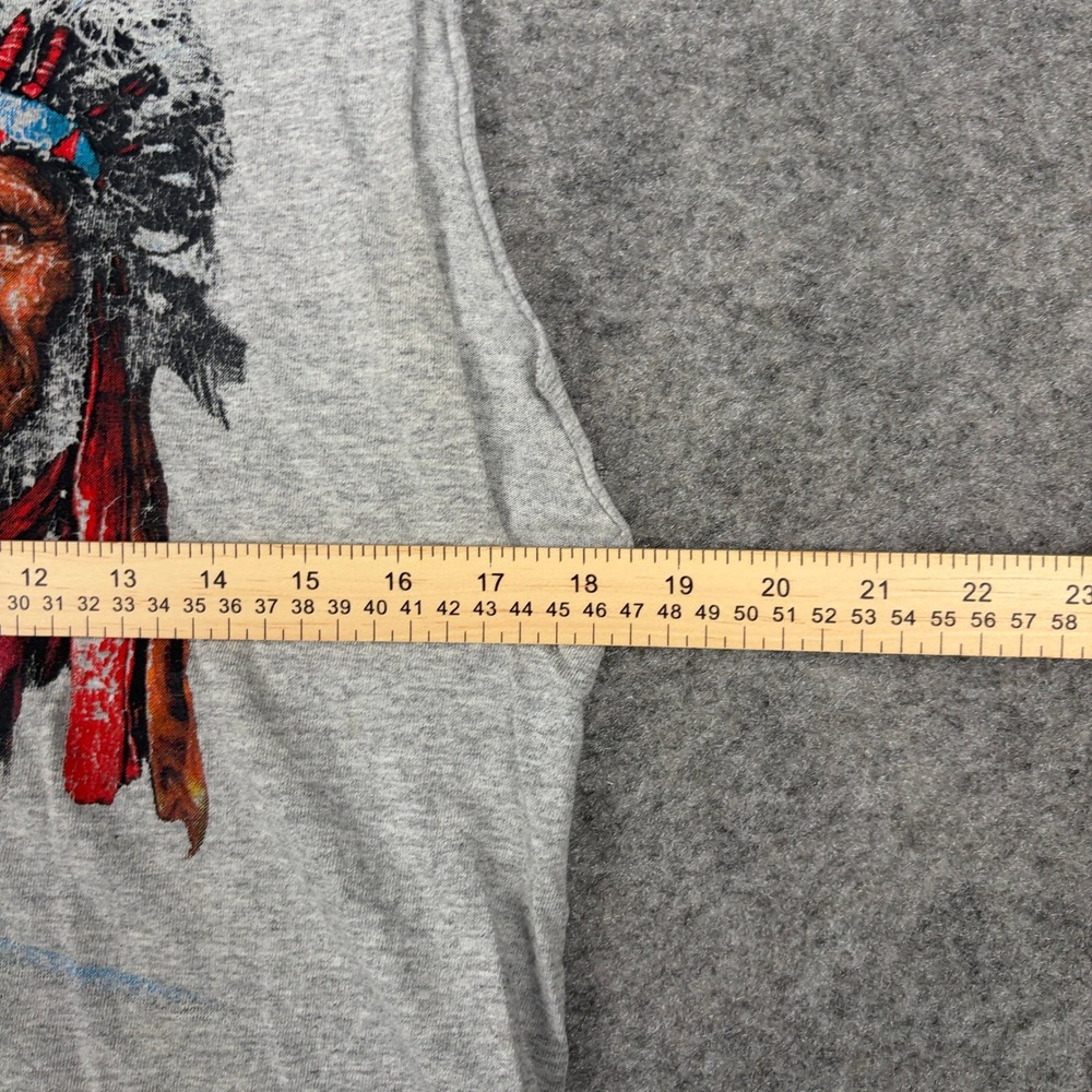 Y2K Native American Muscle Tank Mens Small Gray Brothers Wind Biker Graphic Surf - Picture 9 of 13